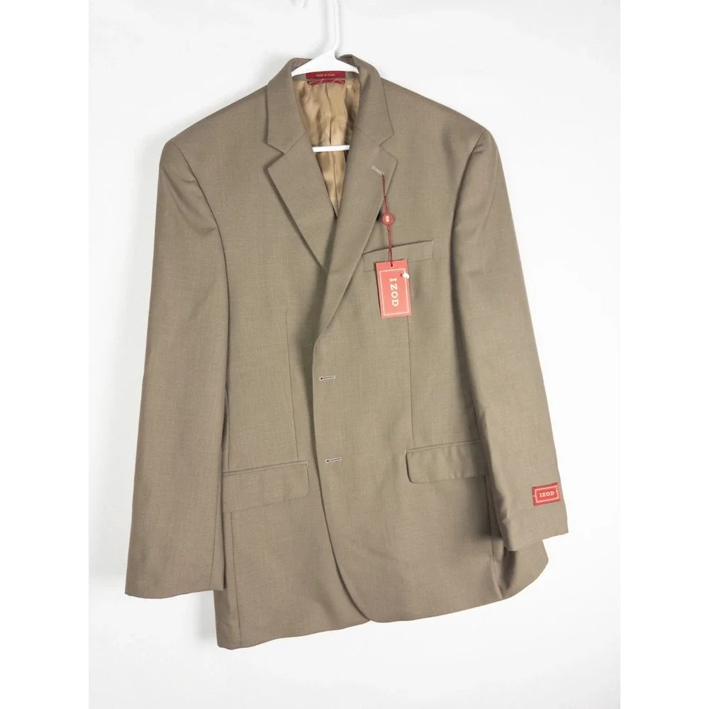 NWT IZOD Blazer Mens 42R Brown Preppy‎ Classic Single Breasted Suit Jacket